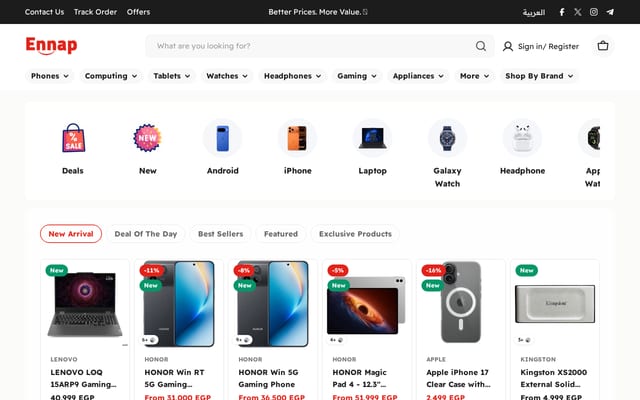 Screenshot of ennap.com
