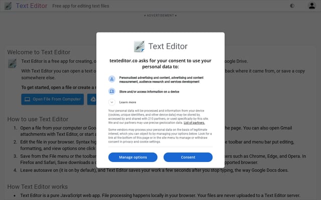 Screenshot of texteditor.co