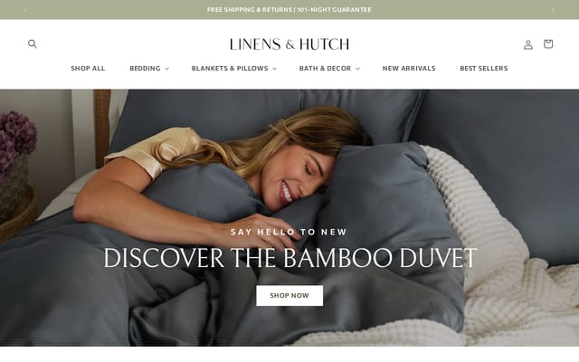 Screenshot of linensandhutch.com