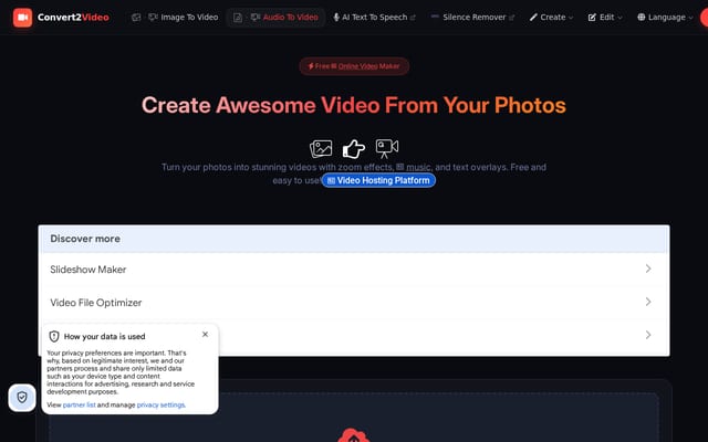 Screenshot of convert2video.com