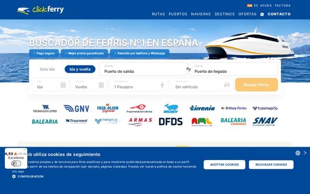 Screenshot of clickferry.com