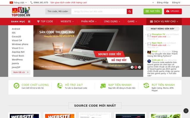 Screenshot of topcode.vn