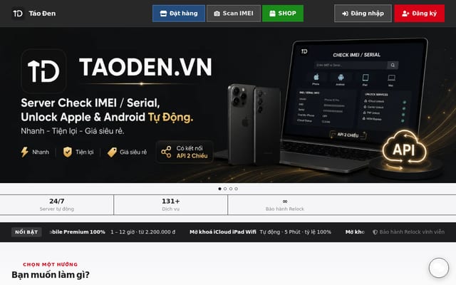 Screenshot of taoden.vn