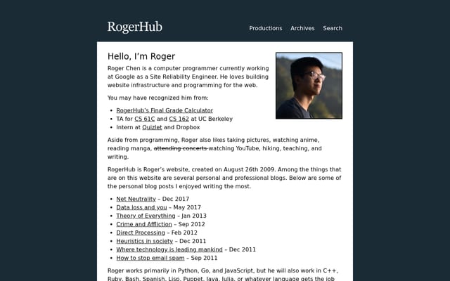 Screenshot of rogerhub.com