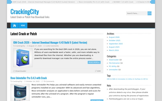 Screenshot of crackingcity.com