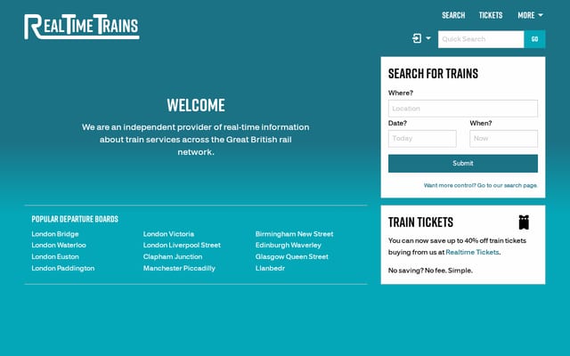 Screenshot of realtimetrains.co.uk