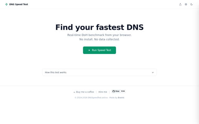 Screenshot of dnsspeedtest.online
