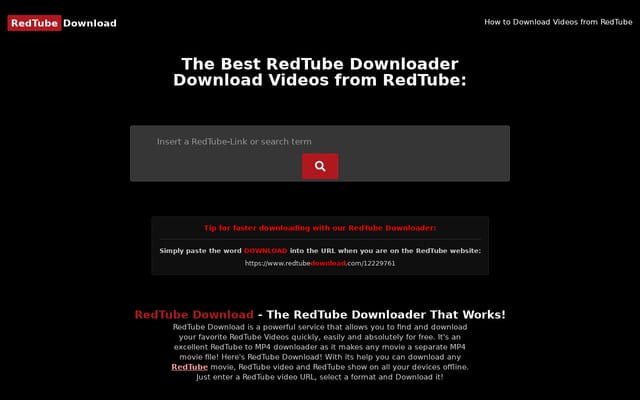 Screenshot of redtubedownload.com