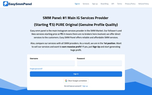 Screenshot of easysmmpanel.com
