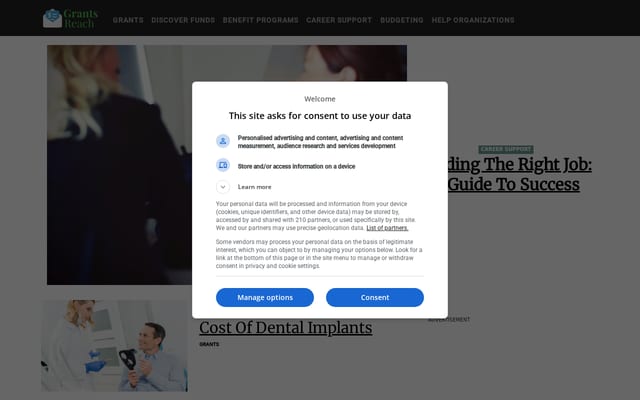 Screenshot of grantsreach.com