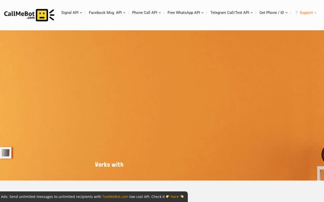 Screenshot of callmebot.com