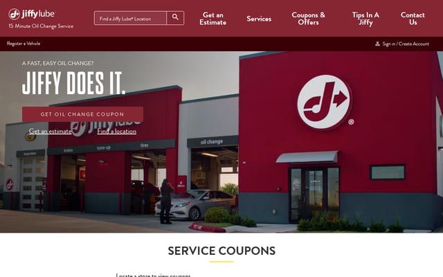 Screenshot of jiffylube.com