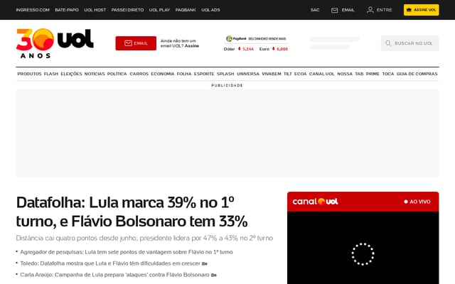 Screenshot of uol.com.br