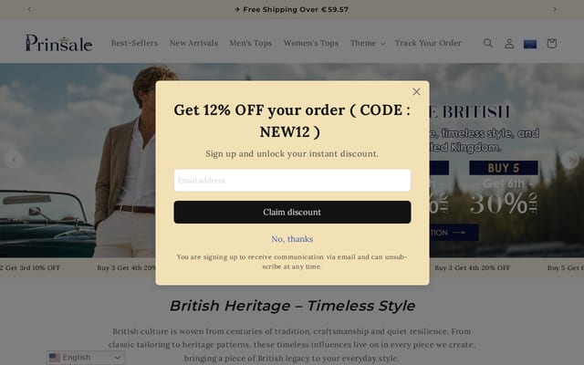 Screenshot of prinsale.com