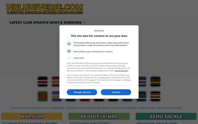 Screenshot of nrluniverse.com