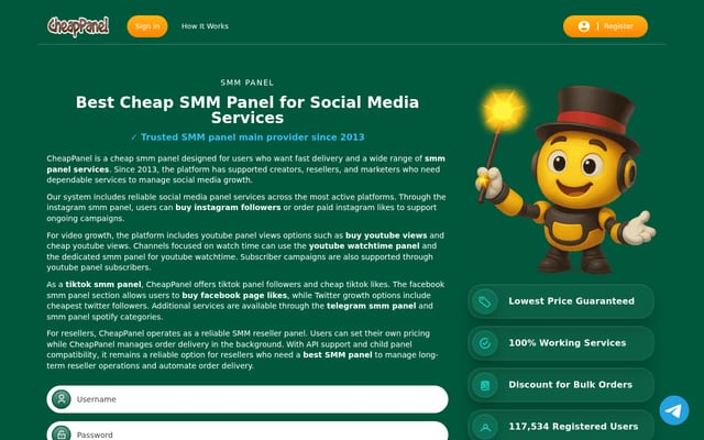 Screenshot of cheappanel.com