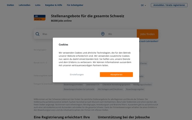 Screenshot of jobscout24.ch