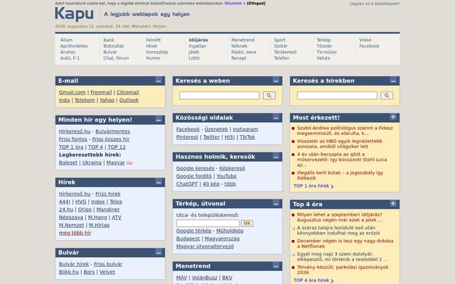 Screenshot of kapu.hu