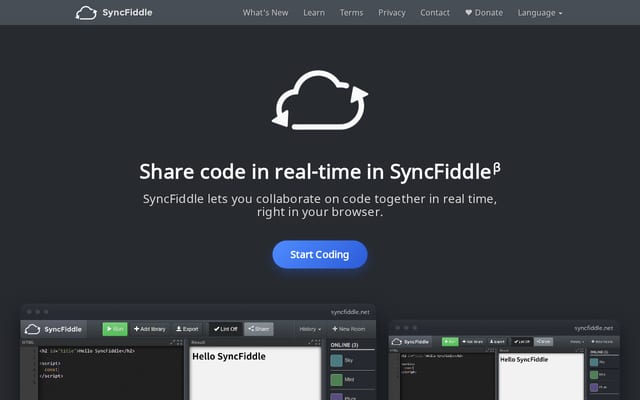 Screenshot of syncfiddle.net