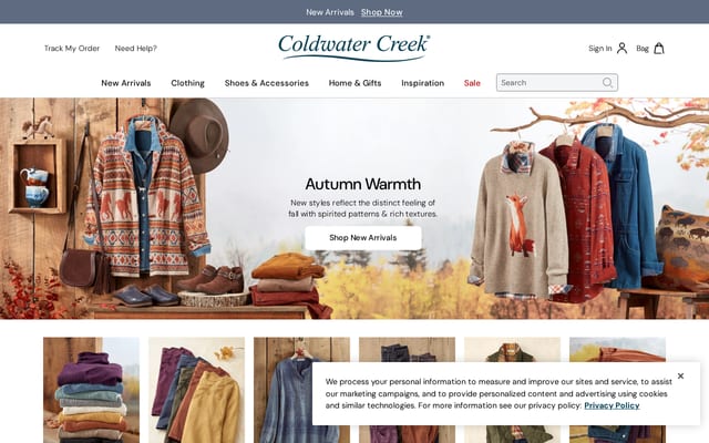 Screenshot of coldwatercreek.com