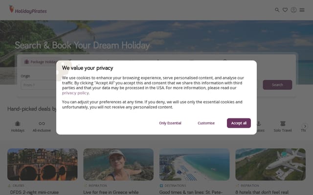 Screenshot of holidaypirates.com
