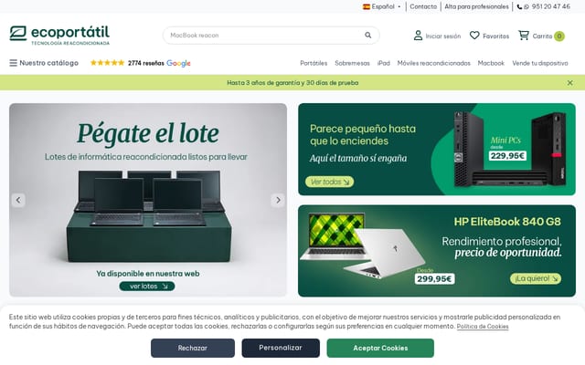 Screenshot of ecoportatil.es