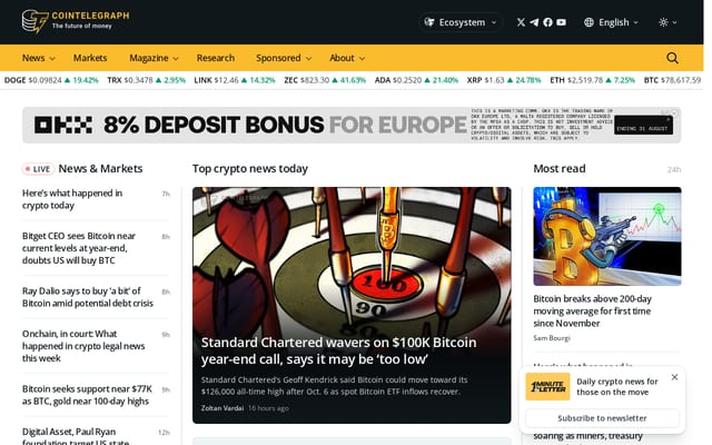 Screenshot of cointelegraph.com
