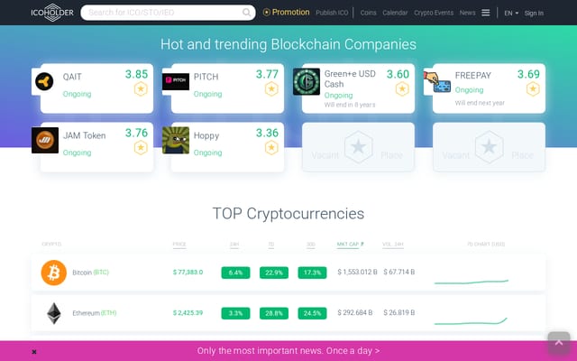 Screenshot of icoholder.com