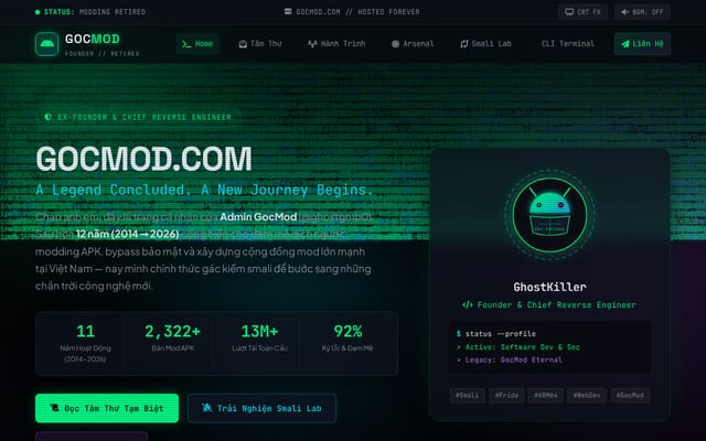 Screenshot of gocmod.com