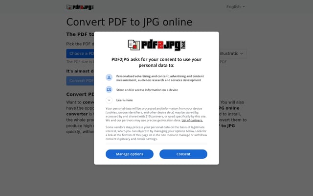 Screenshot of pdf2jpg.net