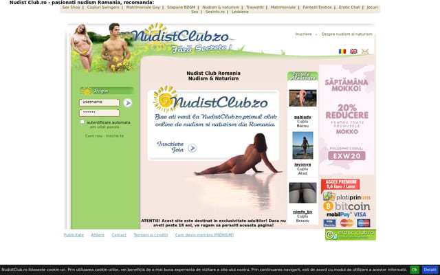 Screenshot of nudistclub.ro