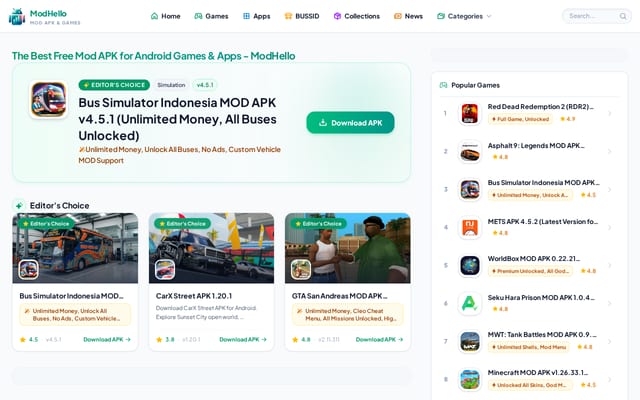 Screenshot of modhello.com