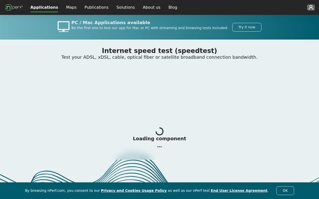 Screenshot of nperf.com