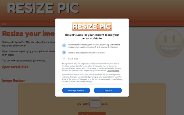 Screenshot of resizepic.com
